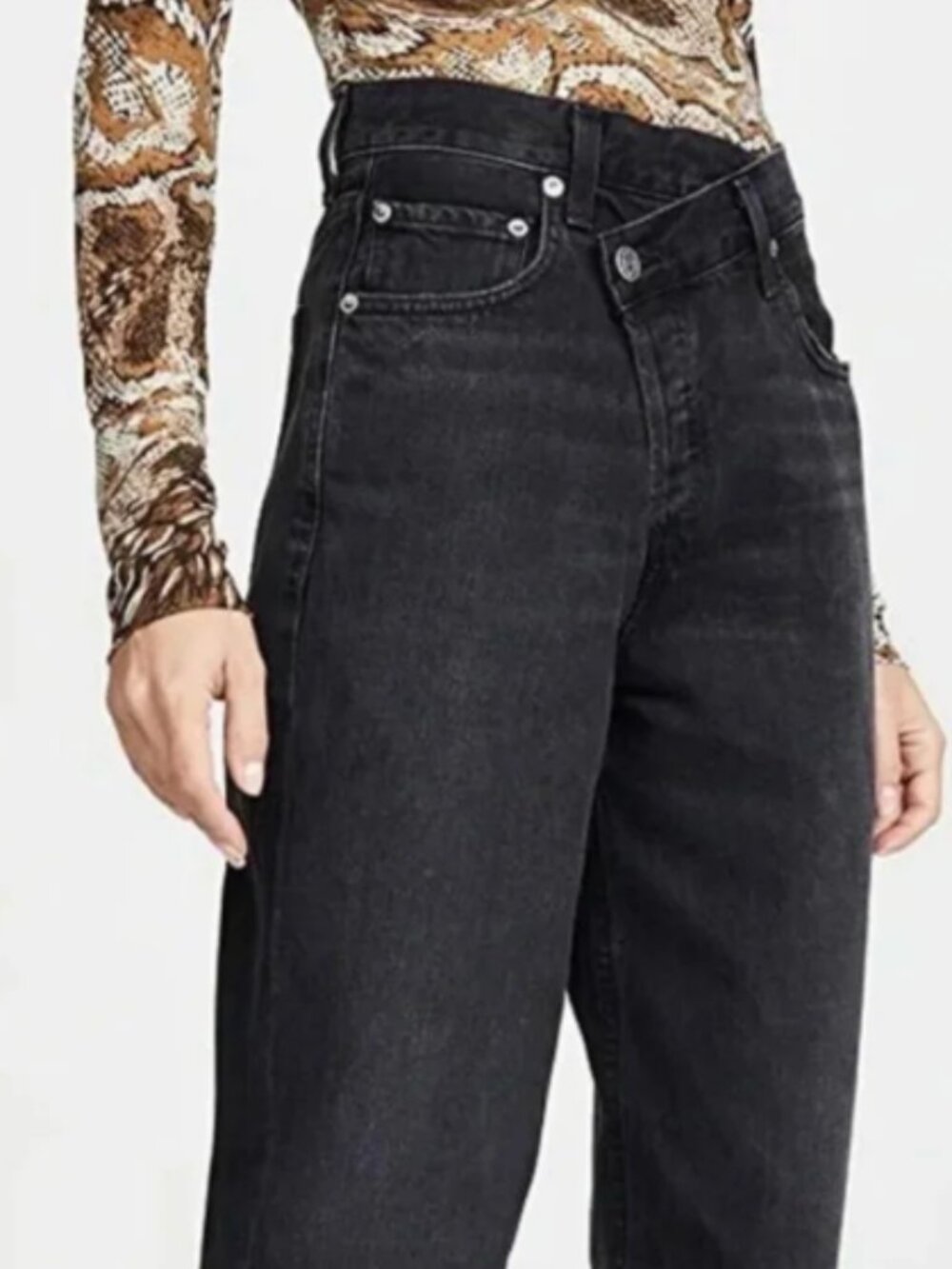 AGOLDE Criss Cross Jeans in Charcoal Gray Black Denim Size 26